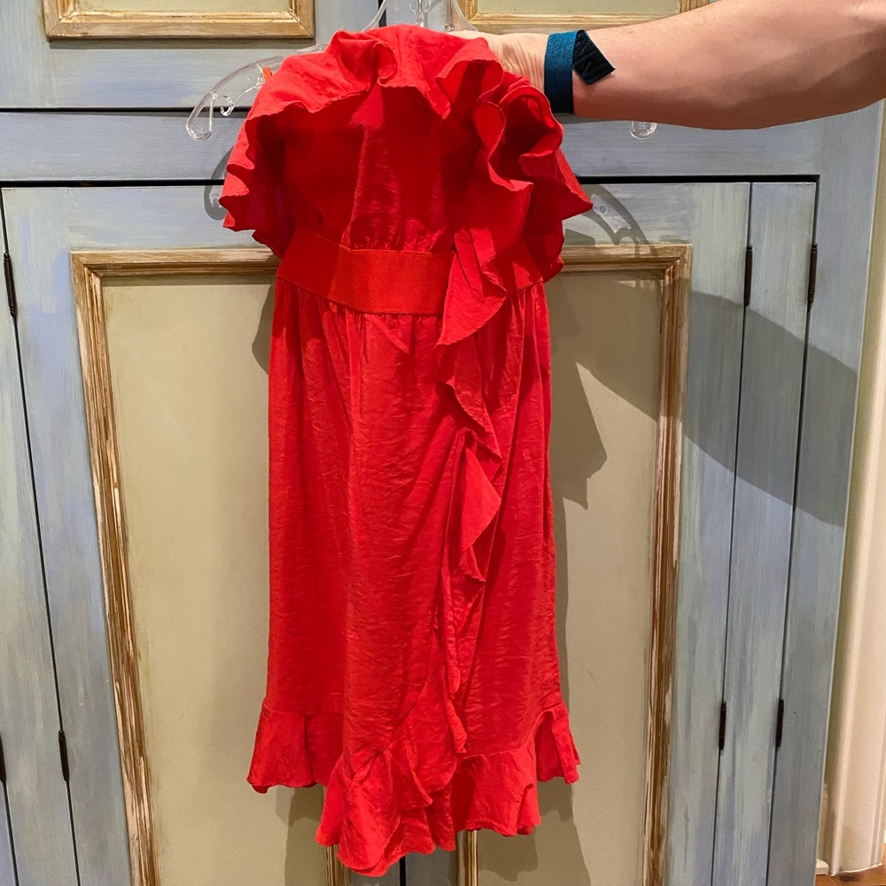 Ruffle Red Strapless Dress